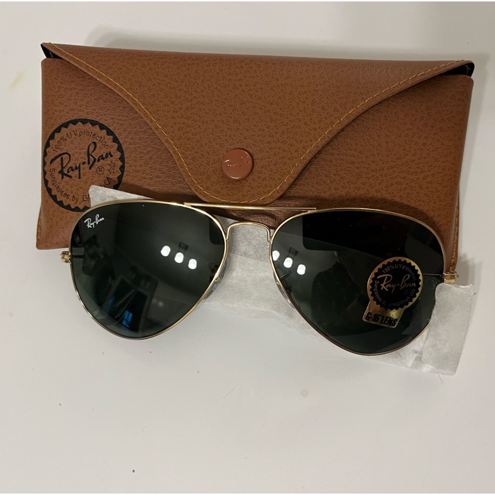 Ray-Ban Gold and Black Aviator Sunglasses